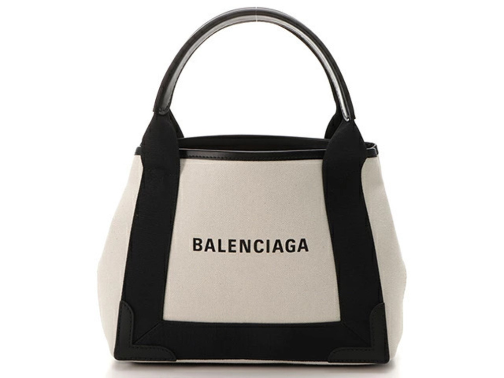 Balenciaga Bag Navy Blue Cabas Black Canvas Calfskin